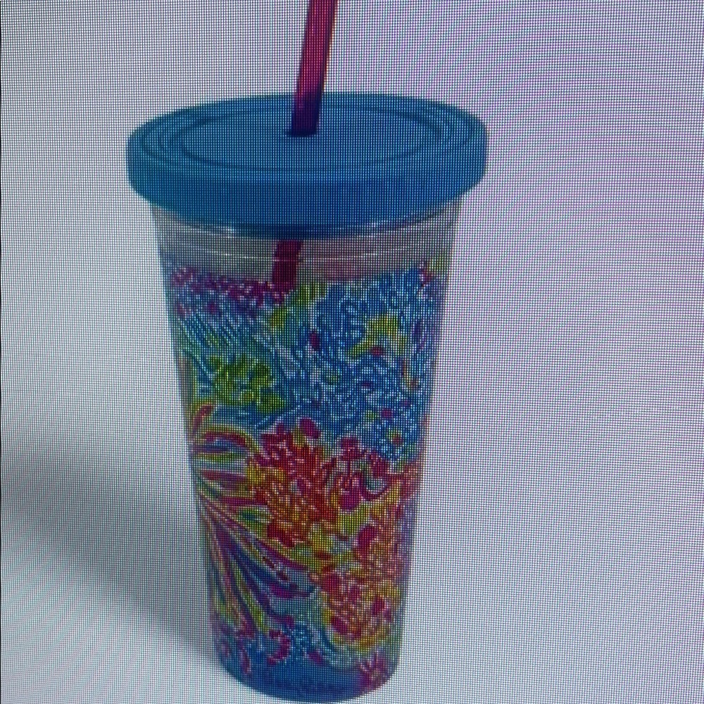 Colorful Floral Tumbler with Straw